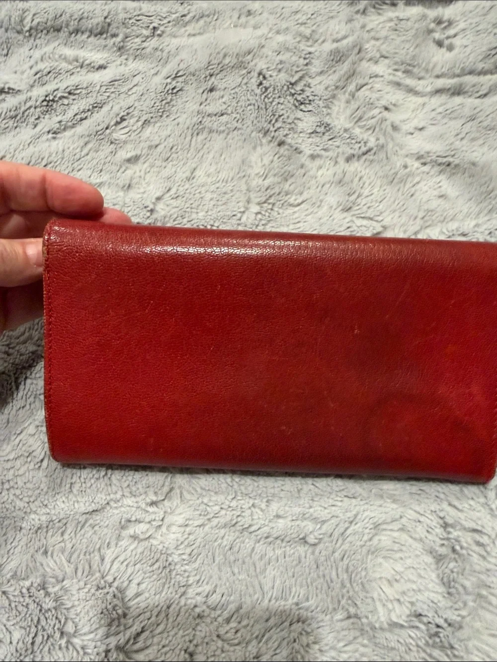 Cartier Red Leather Clutch with Silver-Tone Closure